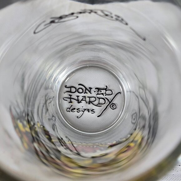 Vintage Retro Don Ed Hardy Hi Ball Drinking Glass Roaring Tiger Y2k 14 oz Cup - Picture 5 of 7